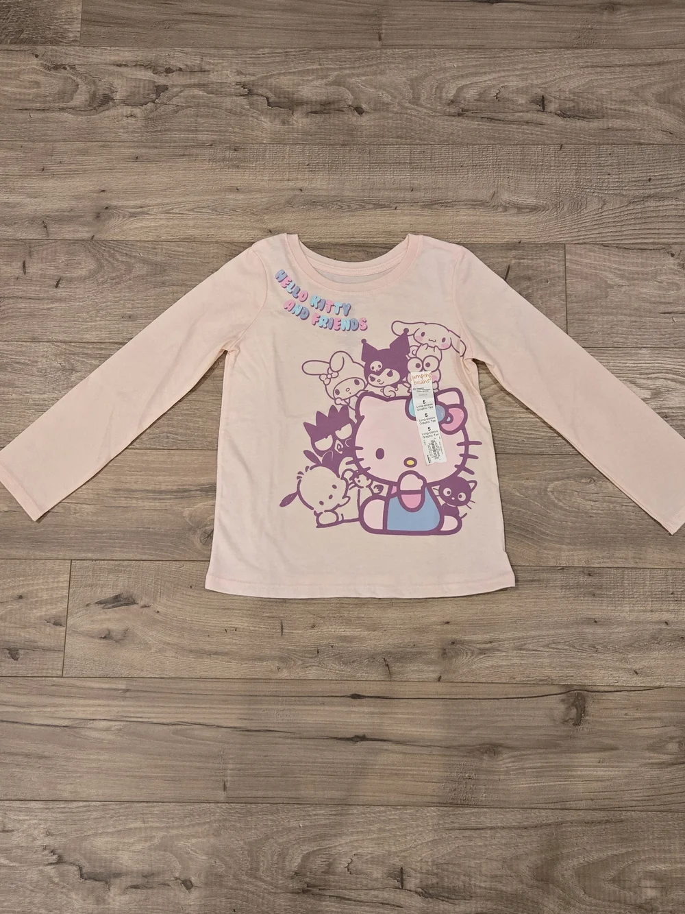 NWT Sanrio Hello Kitty & Friends Long Sleeve Graphic Tee Pink Size 5